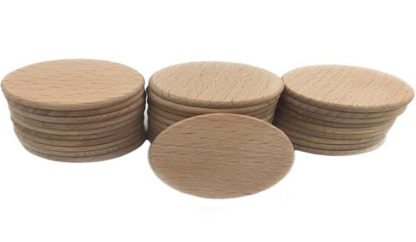 Pièces de monnaie en bois, 100 pièces, disques en bois, cercles de 37mm de diamètre, tranches de bois de hêtre inachevé, perles de bricolage, fabrication de soins, anneau de dentition en bois 7212408