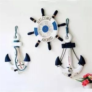 Décoration en bois ornement méditerranéen roue bateau direction gouvernail ancre thème nautique décor à la maison fête d'anniversaire suspendu conseil 211108