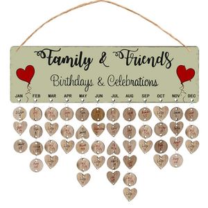 Hout DIY Friend Family Verjaardag Herinnering Kalender Board Verjaardag Tracker Plaque Muur Opknoping Kalender Decoraties 211019