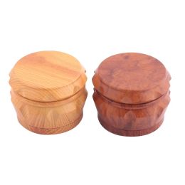 Broyeur d'herbes à fumer, tambour en bois, broyeur à main en résine et bois imprimé, 40mm 50mm 63mm ZZ, 4 pièces