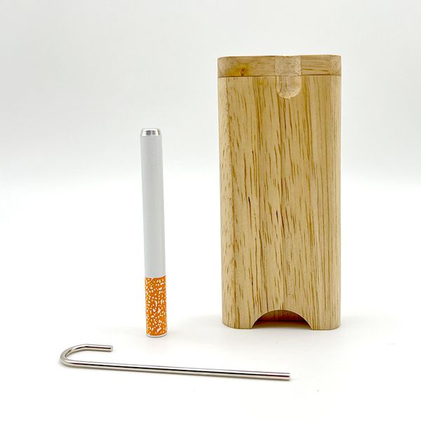 Juego de pipas de madera Caja de madera para tabaco con metal One Hitter Bat Pipe Filtros de cigarrillos Gancho de limpieza Pipas para fumar