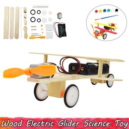 Wood Electric Glider Experiment Science Toys DIY Monteren educatief speelgoed voor kinderen verbeteren hersenvaardigheid geschenken221H