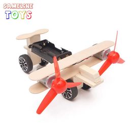 Hout elektrische taxi vliegtuigen stam handgemaakte wetenschapsexperiment kit fysieke puzzel diy speelgoed voor 7-14 jaar kinderen