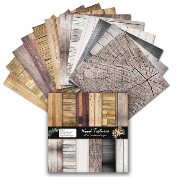 Libro de recortes sin madera Papel de papel Surtido Decoupage Cardstock Suministros de tarjetas de carpeta de bricolaje de una sola cara Diario basura