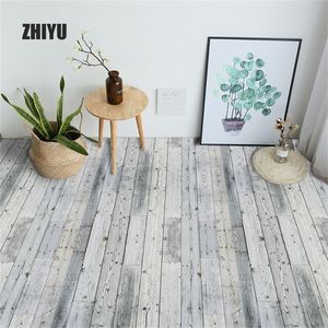 Baldosas de suelo de grano de madera Etiqueta de tablón DIY PVC Autoadhesivo Impermeable Etiqueta de piso Cocina Decoración para el hogar en la pared y el piso T200601