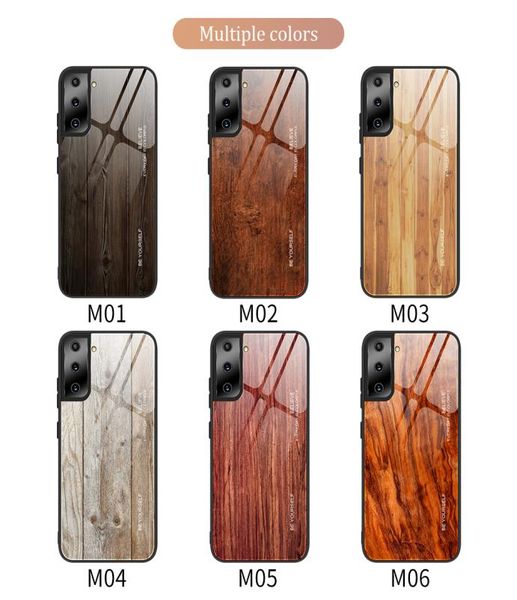 Cajas de teléfono de vidrio de grano de madera para iPhone 12 11 pro promax X XS Max 7 8 Plus samsung S21 S20 NOTA20 NOTA108321997