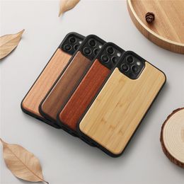 Schokbestendige telefoonhoesjes voor iPhone 15 14 13 12 11 Pro Max XR XS X Plus Slank profiel massief hout Duurzaam Fit beschermhoes