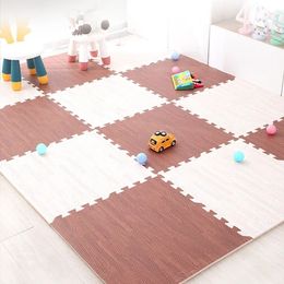 Houten korrel puzzel vloer schuim tapijt slaapkamer splicing mat baby spelen in elkaar grijpende oefening tegels3030cm 240411