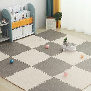 Hout Grain Puzzle Floor Foam Carpet Slaapkamer Splicing Mat Baby Play Mat Interlocking Oefening Tegels 10pcs / Set 30 * 30cm 220212