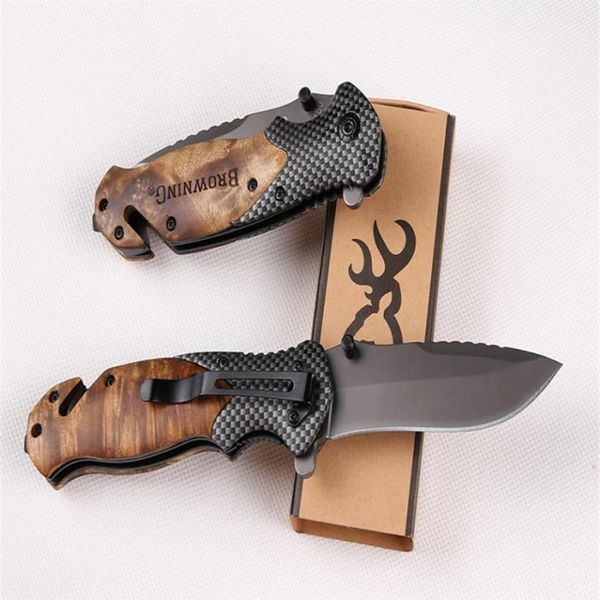 Poignée en bois Browning X50 COUTEAU Man039s Couteau De Poche Cadeau Camping En Plein Air Tactique Couteaux Pliants Outils En Plein Air EDC TOOL Surviva255264C