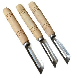 Pelador de frutas con mango de madera, cuchillo de acero inoxidable, herramientas de cocina, peladores de verduras y ensaladas, accesorios de cocina