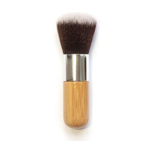 Manche en bois maquillage fond de teint pinceau plat manche en bambou rond haut doux brosse multifonction poudre fond de teint fard à joues brosse outils RR1195635