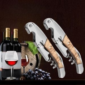 Houten handgreep professionele wijnopener mtifunctie draagbare schroef kurkentrekker fles kook gereedschap bar keuken accessoires q460