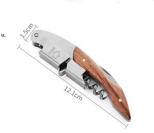 Houten Handvat Professionele Wijnopener Multifunctionele Draagbare Schroef Kurkentrekker Wijnfles Openers Cook Tools Obers-Corkscrew RRE12283