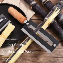 Couteau à canne à sucre en acier inoxydable, manche en bois, coupe-pin, éplucheur multifonctionnel, éplucheur de fruits 240104