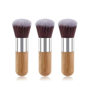 Mango de madera para el hogar, brocha para base de maquillaje, brochas superiores redondas de bambú, colorete en polvo multifunción, herramientas cosméticas sxjun16