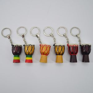 hout sleutel ringen sieraden Afrikaanse trommel sleutelhanger muziekinstrumenten gemengde kleur