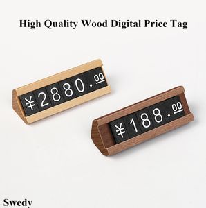 Wood Mini Prix Signage Cubes numériques Tags bijoux Brouilles de prix en plastique Prix de détail Étiquette du panneau Signal Affiche