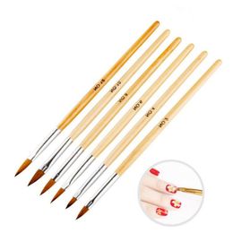 Bois Nail Art Brush No 2/4/6/8/10/12 UV Gel Sculpture Stylo Brosse Liquide Poudre DIY Beauté Nail Dessin stylo Expédition Rapide F3257 Lidue