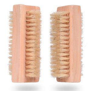 Cepillo de uñas de madera Cerdas de jabalí natural de dos caras Cepillo de uñas de manicura de madera Cepillos de limpieza de manos 10CM