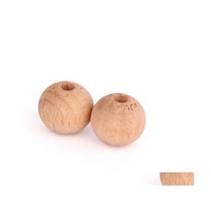 Madera Color natural Cuentas de madera redondas 20 mm 15 mm 12 mm 10 mm Plomo de alta calidad Accesorios de joyería DIY al por mayor 437 T2 Entrega de gotas Dhujt