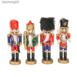 Figuras de soldado de cascanueces de madera Juego de 4 adornos decorativos para árboles de Navidad y celebraciones Charm L230620