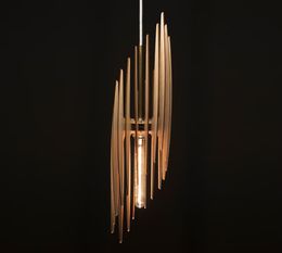 Lampe suspendue en bois, luminaire de plafond, abat-jour en bois, lustre en bois moderne, éclairage de lustre en bois
