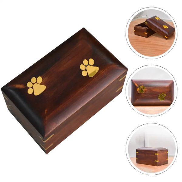 Boîte de crémation en bois pour animaux de compagnie URN URNS Small Dog Cremation Boîte pour les cendres pour chat ou urnes pour chiens pour cendres Savouinage Urnes commémoratives 240424