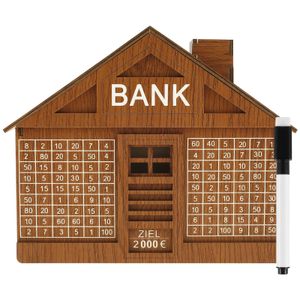 Boîte de rangement en argent rétro en bois de cochon en bois avec comptoir créatif en forme de maison de la maison de la maison 2000 Euro Capacity Changed Holder Case avec 240411