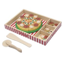 Wood Pizza Toy Ensemble de nourriture éducative Simulation Enfants Enfants Faire semblant de biais de la fête de l'éducation précoce 240423