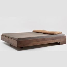 Cadre de lit de plate-forme en bois, fond de teint en bois massif, support de lattes en bois, pas de printemps de boîte nécessaire, assemblage facile, plein, marron
