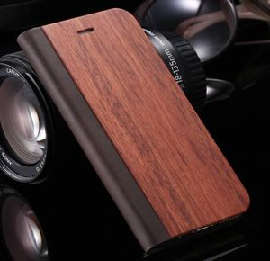 Étui de protection portefeuille en bois PU PC pour iPhone XS Max XR X 8 7 6 6S Plus étuis à rabat avec béquille poche pour carte en cuir de bambou véritable Sta5220533