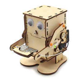 Robot en bois mangeant monnaie modèle de bricolage enseigne d'apprentissage Project de tige pour les élèves