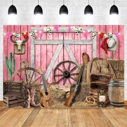 Télange de cowboy rustique en bois pour photographie Farm Barn Cowgboy occidental bébé joyeux anniversaire fête photo décor