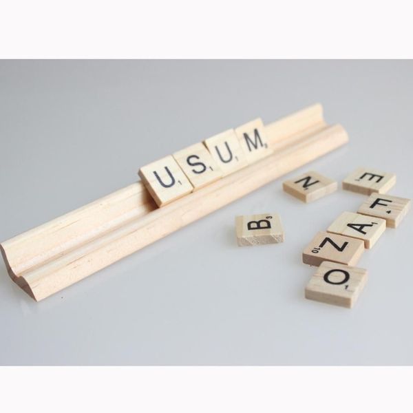 Carreaux de Scrabble en bois, règles de support de lettres, longueur 19 Cm, sans lettres, supports en bois, 20 pièces224u