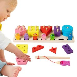 Jouet de tri de couleurs en forme de bois, jeu de pêche, jouets éducatifs Montessori, cadeau de Coordination œil-main préscolaire pour tout-petits 240202