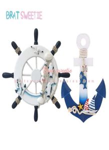 Wood Ship Wheel Boat Direing Rudder Anchor Méditerranée Ornement nautique Thème d'anniversaire décorations de fête pour enfants 2106107967684