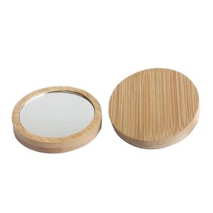 Bois Petit Miroir Rond Portable Miroir De Poche En Bois Mini Miroir De Maquillage Faveur De Fête De Mariage Cadeau Logo Personnalisé dh8661