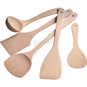 Cuillère en bois Spatule Ustensiles de cuisine Cuisine écologique Cuillère en bois Accueil Cuisson Fry Pelle à mélanger Ustensiles de cuisson Spatules Cuillères BH4380 TQQ