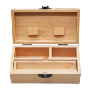 Caja de almacenamiento de madera Caja de almacenamiento de tabaco Bandeja rodante Caja de almacenamiento de tabaco y hierbas de madera natural hecha a mano para accesorios de pipa de fumar 242h