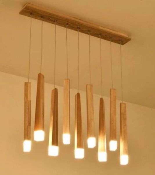 Bois bâton suspension lampe lumière cuisine île salon boutique décoration moderne chevet naturel