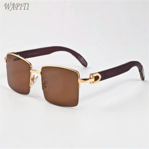 Lunettes de soleil en bois pour femmes, verres en bois polarisés UV400, lunettes de soleil semi-sans monture, lunettes de soleil pour hommes livrées avec des boîtes case203T