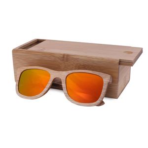 Lunettes de soleil en bois hommes Bamboo Sungass Femmes Brand Design Sport Gogles Gold Mirror Sun Glasses Shades Lunette OCULO189W