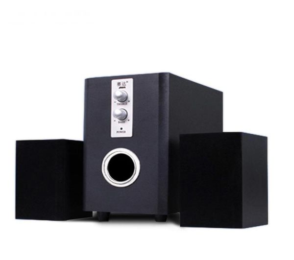 Altavoz envolvente de madera para escritorio, subwoofer multimedia, estéreo, graves pesados, PC, ordenador, USB, altavoces de madera para teléfono inteligente D200 T7442049