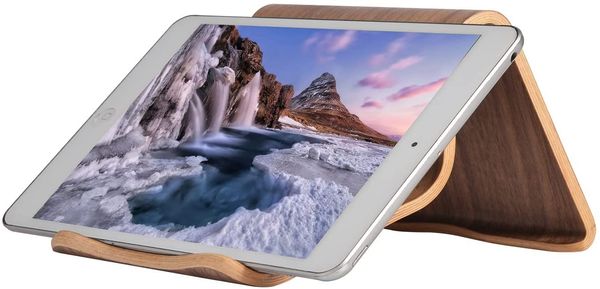 Support de tablette en bois, support pour iPad, compatible avec les nouveaux iPad 2017 Pro 9.7, 10.5, Air Mini 2 3 4, Kindle, Samsung, Nintendo Switch et autres tablettes (noir)