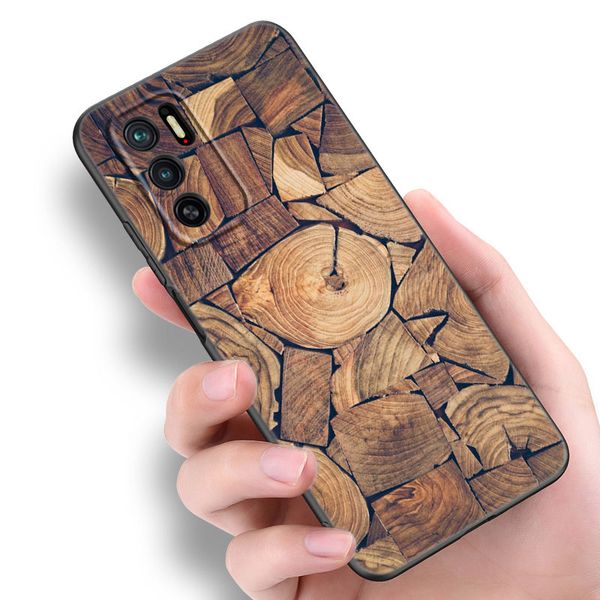 Case de teléfono de arte de textura de madera para Xiaomi Redmi Nota 11e 11t 5 6 7 8 9 10 11 Pro 11s 4G 10T 5G 9S 10S 8T TPU Soft TPU Black Cover