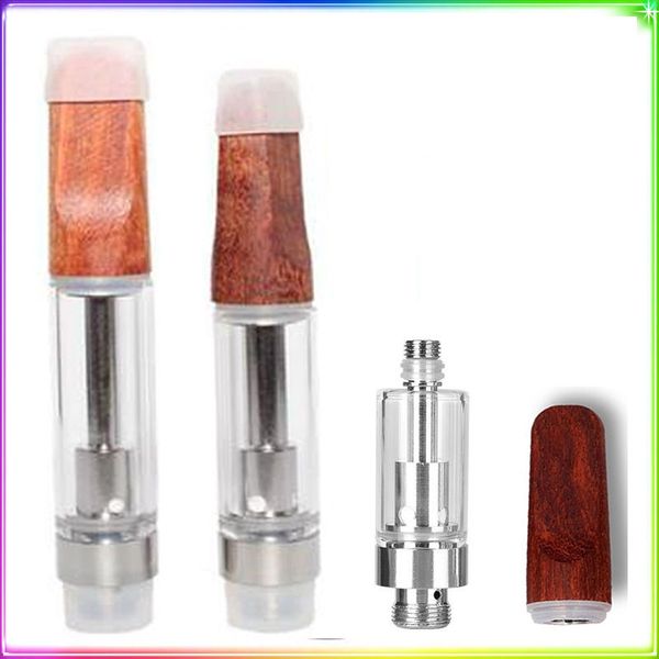 Cartouches de vape en verre et céramique en bois pour atomiseur TH205, 0,5 ml, 0,8 ml, 1,0 ml, 510 fils, chariots vides emballés dans de la mousse