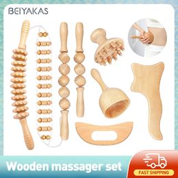 Terapia de madera Masaje de masaje Roller de drenaje linfático Masajera Guasha Herramienta para alivio de todo el cuerpo Masaje fascial contra la celulitis 240329