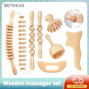 Massage de thérapie du bois Rouleau lymphatique masseur de drainage guasha outil pour le soulagement complet de la douleur corporelle anti-cellulite massage fascial 240329