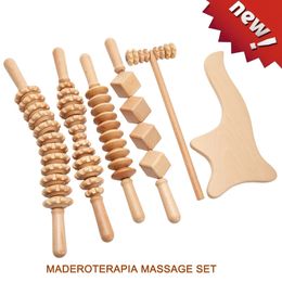 Hout Therapie Massage Set Maderoterapia Massager Roller Anti Cellulite Afslanken Gua Sha Voor Lichaam Terug Voet Masajeador 240118